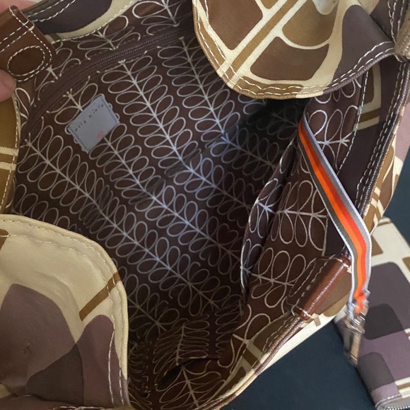 Orla Kiely Coated Canvas Geometric Pattern Shoulder Bag Purse Zip Wallet Set - Picture 9 of 17